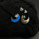 Blue Opal Moon & Star Ear Studs