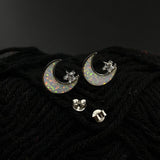 Opal Moon & Star Ear Studs