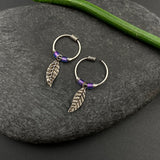 Trippy Purple Beads Feather Helix Rings