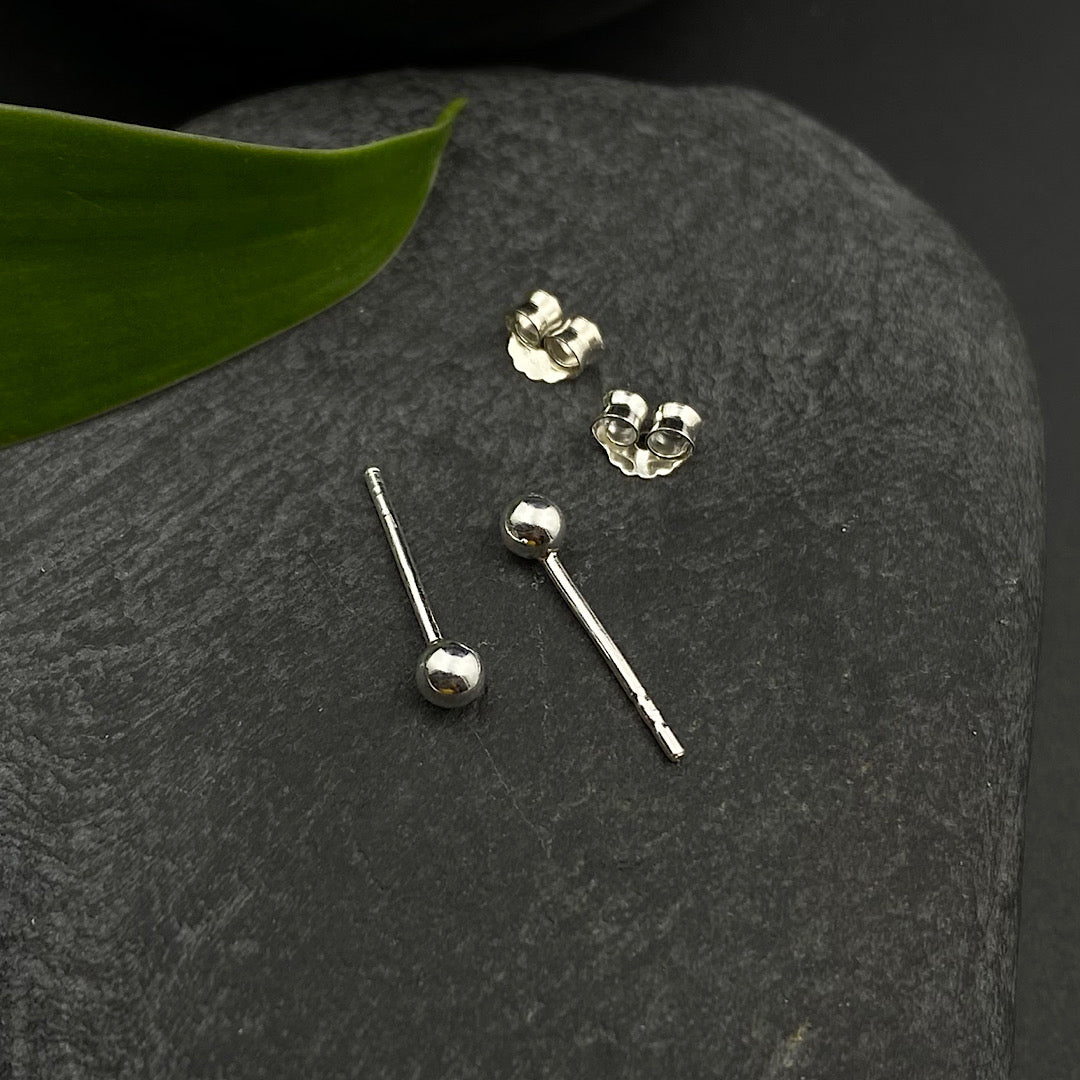 Silver Ball Ear Studs(3mm) – Gypsy Maal - Main Image