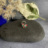 Green & Red Crescent Nose Pin