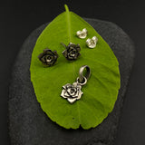 Silver Rose Pendant & Ear Studs