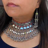 Mirror On Red Choker & Earrings