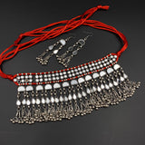 Mirror On Red Choker & Earrings