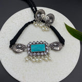 Turquoise & Pearl Choker Set