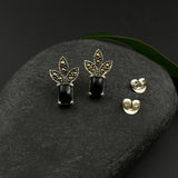 Marcasite & Black Onyx Ear Studs