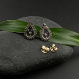 Silver Tribal Drop Ear Studs