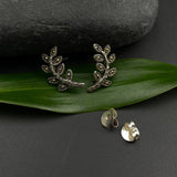 Marcasite Leaf Ear Studs