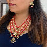 Red Kundan Long Necklace Set