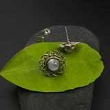 Geometric Moonstone Ear Studs