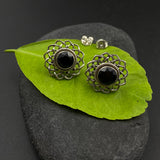 Geometric Black Ear Studs