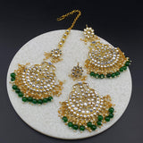 Floral Kundan Earrings & Maang Tikka Set