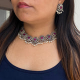 Ruby Circle Choker & Ear Studs