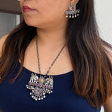 Long Ruby Elephant Necklace & Earrings