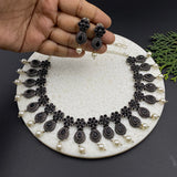 Intricate Black Floral Necklace Set