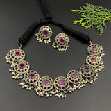 Ruby Circle Choker & Ear Studs