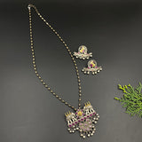 Long Ruby Elephant Necklace & Earrings
