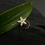 ⁠Zircon flower petals nose pin (gold plated)