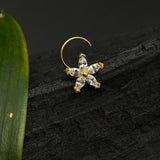 ⁠Zircon flower petals nose pin (gold plated)
