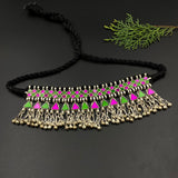 Hot Pink & Green Afghani Choker