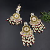 Gold & Red Earrings & Maang Tikka Set