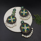 Lime Green Aztec Earrings & Maang Tikka Set
