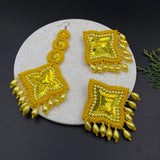 Auspicious Yellow Earrings & Maang Tikka