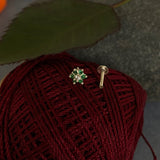 Small Green & Zircon Flower Nose Pin