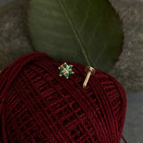 Small Green & Zircon Flower Nose Pin