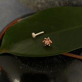 Small Orange & Zircon Flower Nose Pin