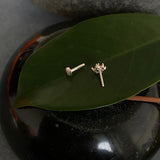 Small Orange & Zircon Flower Nose Pin