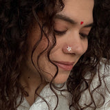 ⁠Zircon flower petals nose pin (gold plated)