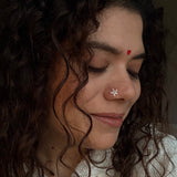 ⁠Zircon flower petals nose pin (gold plated)