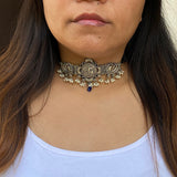 Classic Choker (Blue & Black Stones)