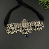 Classic Choker (Blue & Black Stones)