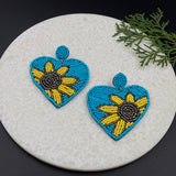 Daisy Heart Earrings (Turq)