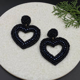 Dainty Heart Earrings (Black)