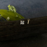 Zircon Square Nose Pin (long screw & thinner stem)