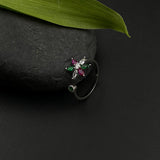 Ruby Emerald Flower Toe Ring (single)