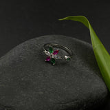 Ruby Emerald Flower Toe Ring (single)