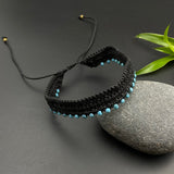 Black Macrame With Turquoise Beads