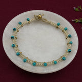 Beige & Turq Beads Anklet