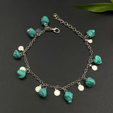 Turq & Silver Charms Anklet