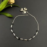 Black Cube & Silver Beads Anklet