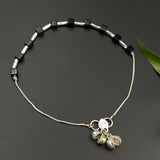 Black Cube & Silver Beads Anklet