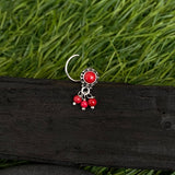 Red Hanging Beads Nose Pin