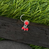 Red Hanging Beads Nose Pin