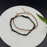 Deep Red Beads & Macrame Anklet