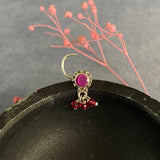 Ruby Hanging Beads Nose Pin