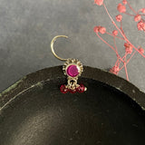 Ruby Hanging Beads Nose Pin